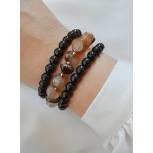 Akik ve Oniks Taşlı Bileklik Seti- Çok Renkli - Stoneage