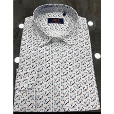 Regularfit Poplin Desenli Dijital Baskı Erkek Gömlek %100 Pamuk