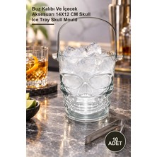 Yenilig 10 Adet Cam Kurukafa Buzluk – Buz Kalıbı ve Içecek Aksesuarı 14X12 cm Skull Ice Tray Skull Mould