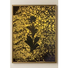 Sanathan Tablo | Modern Ebru Çiçek Tablosu , Orijinal Sanat Eseri , El Yapımı ,çerçeveli Vintage 42X55 Klasik Çerçeveli Eşsiz Bir Sanat Eseri | Dekoratif Tablo Baskı Değildir