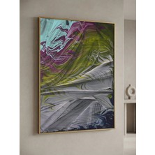 Sanathan Tablo | Modern Ebru Tablosu , Orijinal Sanat Eseri , El Boyaması ,çerçeveli Vintage Tablosu 45X58 Klasik Çerçeveli Eşsiz Bir Sanat Eseri | Dekoratif Tablo
