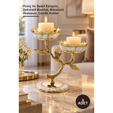 Yenilig 5 Adet Pirinç Sedefli Şamdan – Pirinç ve Karışımı, Dekoratif Mumluk, Masaüstü Aksesuar, Candle Holder