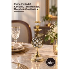 Yenilig 4 Adet Pirinç Sedefli Tekli Şamdan – Pirinç ve Karışımı, Tekli Mumluk, Masaüstü Candlestick