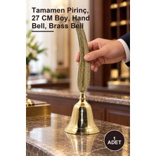 Yenilig 1 Adet Pirinç El Çanı – Tamamen Pirinç, 27 cm Boy, Hand Bell, Brass Bell