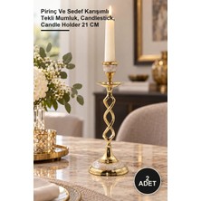 Yenilig 2 Adet Şamdan – Pirinç ve Karışımlı Tekli Mumluk, Candlestick, Candle Holder 21 cm