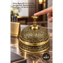 Yenilig 1 Adet Pirinç Resepsiyon Çanı – Pirinç Masa Zili 12 x 14 Cm, Service Bell, Resepsiyon Bell, Karşılama ve Servis Kullanımı