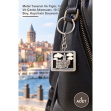 Yenilig 4 Adet Metal Galata Kulesi Anahtarlık – Metal Tasarım ve Figür, Cep ve Çanta Aksesuarı, 10 cm Boy, Keychain Souvenir