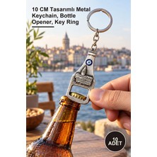 Yenilig 10 Adet Galata Kulesi Metal Anahtarlık ve Açacak – 10 cm Tasarımlı Metal Keychain, Bottle Opener, Key Ring