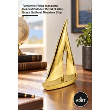 Yenilig 4 Adet Pirinç Yelken Gemi – Tamamen Pirinç Masaüstü Dekoratif Model 15 cm SL204S Brass Sailboat Miniature Ship