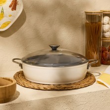 Matmel Kitchen Toscana Chef Basık Tencere - Beyaz / Gri - 30 cm