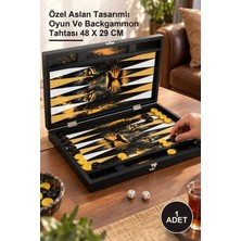 Yenilig 1 Adet Tavla – Özel Aslan Tasarımlı Oyun ve Backgammon Tahtası 48 x 29 cm