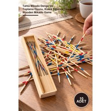 Yenilig 10 Adet Ahşap Mikado Oyunu – Tahta Mikado Denge ve Toplama Oyunu, Klasik Eğlence, Wooden Mikado Game