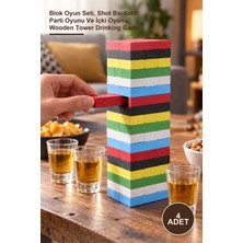 Yenilig 4 Adet Ahşap Shot Bardak Oyunu – Blok Oyun Seti, Shot Bardaklı Parti Oyunu ve Içki Oyunu, Wooden Tower Drinking Game