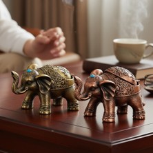 Keyfim Shop Kapaklı Metal Fil Figürlü Küllük 20*9 cm
