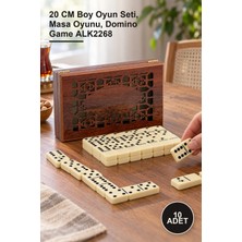 Yenilig 10 Adet Ahşap Kutulu Melamin Domino – 20 cm Boy Oyun Seti, Masa Oyunu, Domino Game ALK2268