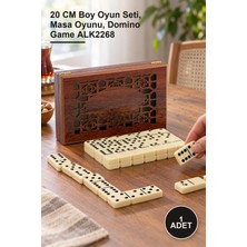 Yenilig 1 Adet Ahşap Kutulu Melamin Domino – 20 cm Boy Oyun Seti, Masa Oyunu, Domino Game ALK2268