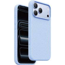 TeknoKapsül Keephone Apple iPhone 18 Pro Lycucci Deri Manyetik Kapak - Açık Mavi