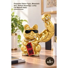 Yenilig 4 Adet Şanslı Kedi Figürü – Polyester Dekor Figür, Masaüstü Süs, Hediye Seçeneği, Lucky Cat Maneki Neko