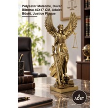 Yenilig 5 Adet Kanatlı Adalet Biblosu – Polyester Malzeme, Duvar Biblosu 40X17 Cm, Adalet Büstü, Justice Plaque