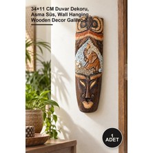 Yenilig 1 Adet Ahşap Duvara Asmalı Kumlu Mask – 34×11 cm Duvar Dekoru, Asma Süs, Wall Hanging Wooden Decor Galileo-8