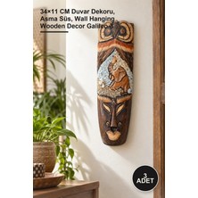 Yenilig 3 Adet Ahşap Duvara Asmalı Kumlu Mask – 34×11 cm Duvar Dekoru, Asma Süs, Wall Hanging Wooden Decor Galileo-8