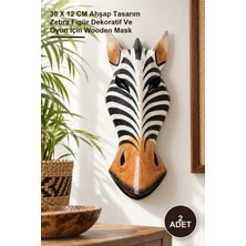 Yenilig 2 Adet Ahşap Zebra Maske – 30 x 12 cm Ahşap Tasarım Zebra Figür Dekoratif ve Oyun Için Wooden Mask