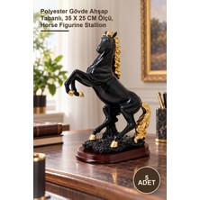Yenilig 5 Adet Şahlanmış At Figürü – Polyester Gövde Ahşap Tabanlı, 35 x 25 cm Ölçü, Horse Figurine Stallion