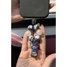 Takı Dolabı Siyah Renk Boncuklu Telefon Aksesuarı