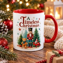 Tişört Kodu A Timeless Christmas Fındıkkıran Desenli Porselen Kupa | Kırmızı Kulplu 325 ml