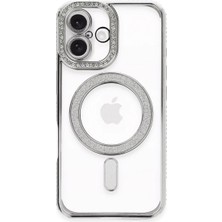 ENCO Apple iPhone 16 Plus Kılıf Joke Simli Magneticsafe Kılıf - Gümüş