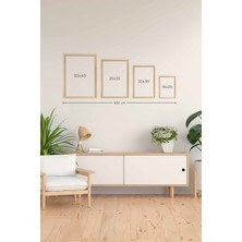 Decorose Doğal Ahşap Çerçeveli Dekoratif 3’lü Tablo Seti Renkli Dal TRN009