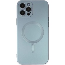 ENCO Apple iPhone 12 Pro Max Kılıf Moshi Lens Magneticsafe Silikon - Sierra Blue