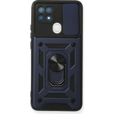 ENCO Oppo A15 Kılıf Pars Lens Yüzüklü Silikon - Lacivert