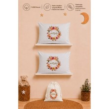 Pia Baby Isim Baskılı Kız Bebek Hediyesi 2'li 35X45 Pamuk Yastık Kılıfı ve Ham Bez Bebek Kıyafet Kesesi