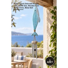 Yenilig 3 Adet Ahşap Balıklı Metal Çan – Balık Figürlü Dekoratif Rüzgar Çanı, Asma Süs, Wooden Fish Wind Chime, Metal Bell
