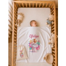 Pia Baby Isme Özel Erkek Bebek Battaniyesi %100 Pamuk 80X80 cm Çift Kat Penye Ham Bez Kıyafet Kesesi Erkek Bebek Hediyesi