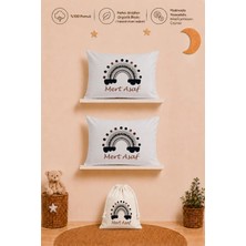 Pia Baby Isme Özel Erkek Bebek Hediyesi 2 Adet 35X45 %100 Pamuk Yastık Kılıfı ve Ham Bez Bebek Kıyafet Kesesi