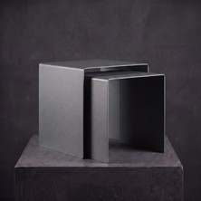 Modilab Modern Metal Zigon Sehpa Seti – Minimal Tasarım Iç Içe Geçen Yan Sehpa (2’li Set)