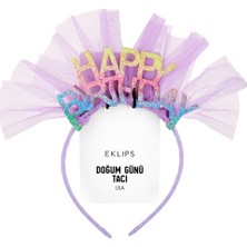 4 Adet Eklips Doğum Günü Happy Birthday Tacı Lila