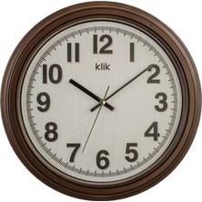 3 Adet Klik Auris Duvar Saati 34 cm Kahverengi Çerçeve