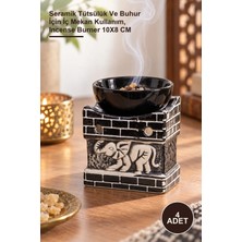 Yenilig 4 Adet Seramik Buhurdanlık – Seramik Tütsülük ve Buhur Için Iç Mekan Kullanım, Incense Burner 10X8 cm
