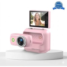 ENCO 1080P Dijital Video Kamera (32GB) Kart Dijital Vlog Fotoğraf Makinesi Türkçe Pembe