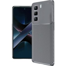 ENCO Infinix Hot 50 4g Kılıf Auto Focus Karbon Kapak - Gri