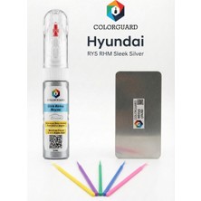 COLORGUARD Hyundai RYS RHM Sleek Silver Rötuş Seti - 2 si 1 Arada İğne ve Fırça Uçlu Şişe, Rötuş Çeliği ve Rötuş Çubuğu