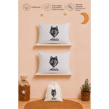 Pia Baby Isimli Erkek Bebek Hediye Seti 2 Adet 35X45 %100 Pamuk Yastık Kılıfı ve Ham Bez Kıyafet Kesesi