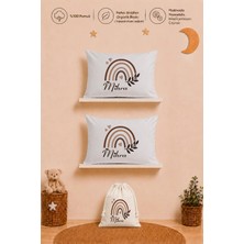 Pia Baby Isimli Kız Bebek Hediye Seti 2 Adet 35X45 %100 Pamuk Yastık Kılıfı ve Ham Bez Kıyafet Kesesi