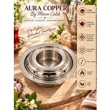 Aura Copper Bakır Balkon Sefası Büyük Boy Çaydanlık Isıtıcı Ocağı 1 mm El Dövmesi