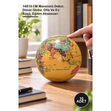 Yenilig 10 Adet Masa Üstü Dönen Dünya Küre – 14X14 cm Masaüstü Dekor, Döner Globe, Ofis ve Ev Süsü, Eğitim Aksesuarı