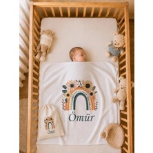 Pia Baby Isme Özel Kız Bebek Battaniyesi %100 Pamuk 80X80 cm Çift Kat Penye Ham Bez Kıyafet Kesesi Kız Bebek Hediyesi