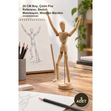 Yenilig 5 Adet Ahşap Eskiz Manken – 20 cm Boy, Çizim Poz Referansı, Sketch Mannequin, Wooden Manikin